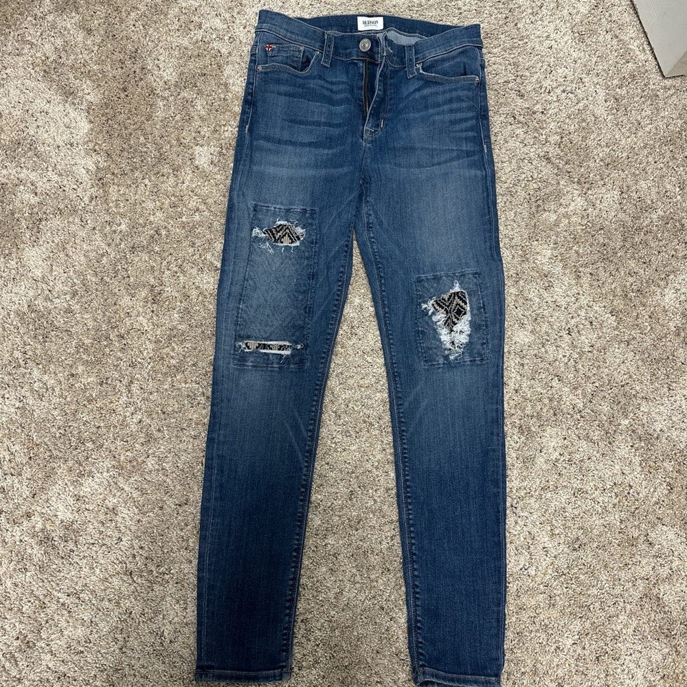 Hudson Jeans Women's Dark Blue Distressed Skinny Jeans